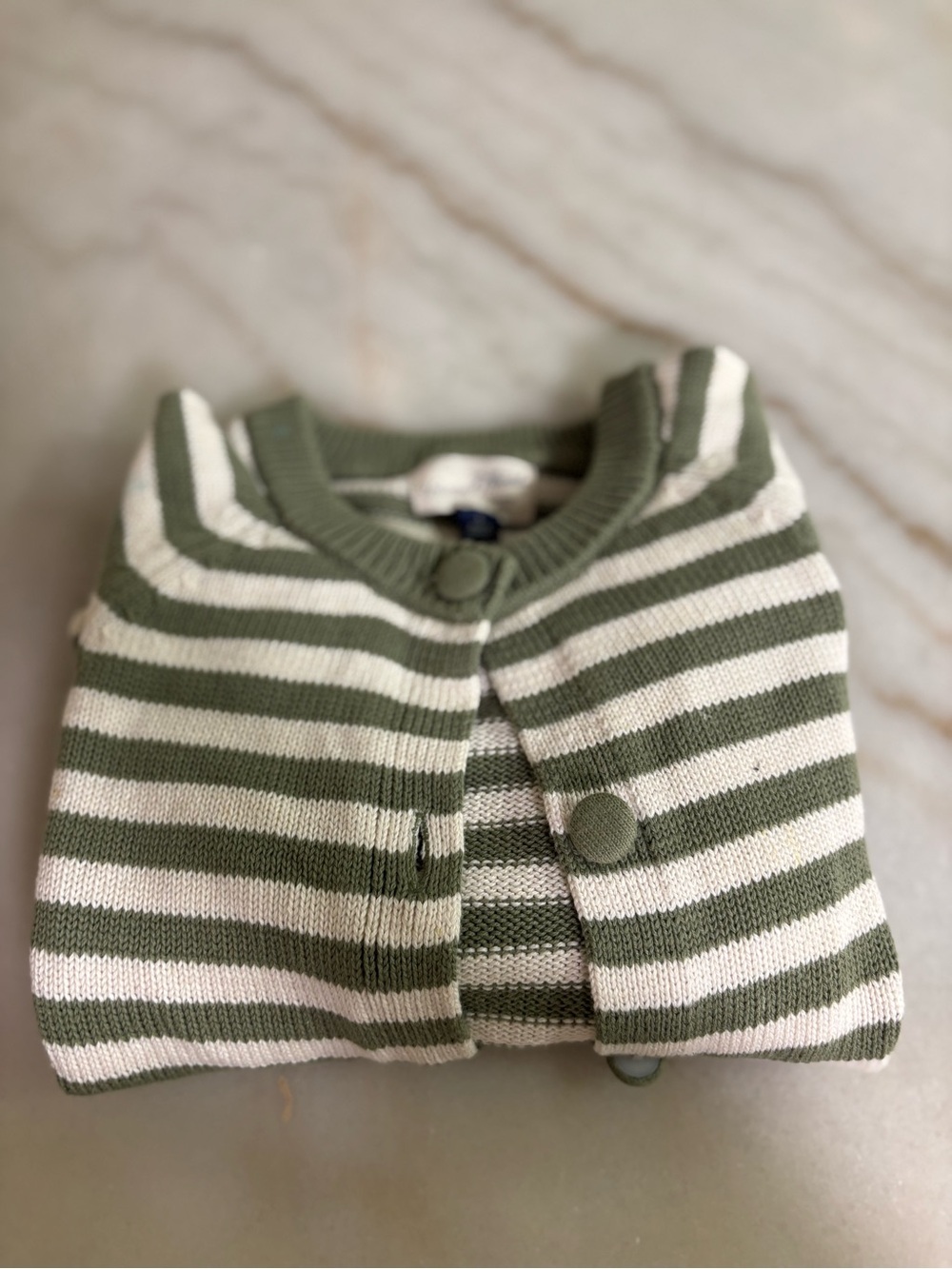 Striped Olive & White Knit Cardigan